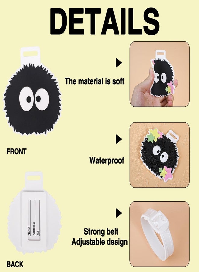 Pounchi Cute Soot Sprite Luggage Tags (4 Pack) Anime Merch for Luggage Travel Bags Suitcases Identifiers Name Luggage ID Tags for Teens Kids - Image 3